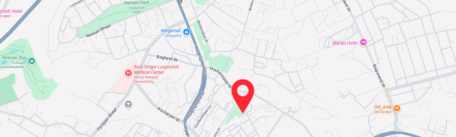 Map showing the location of CONTRDENT Dental Clinic in the Nor Nork district of Yerevan.